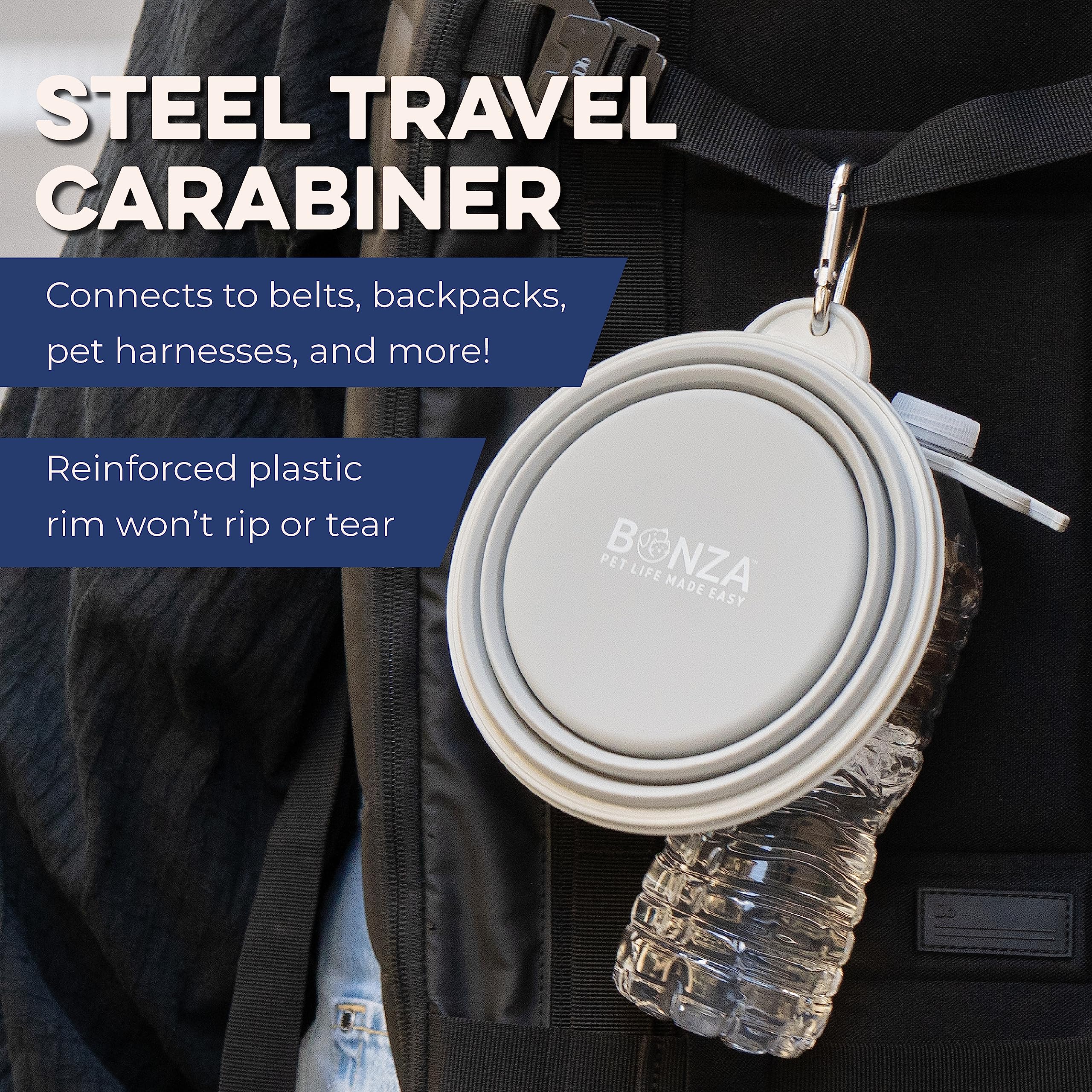 Bonza Collapsible Dog Slow Feeder Bowl - Portable Silicone Travel Bowl for Food & Water, Anti-Choking, BPA-Free, Dishwasher Safe