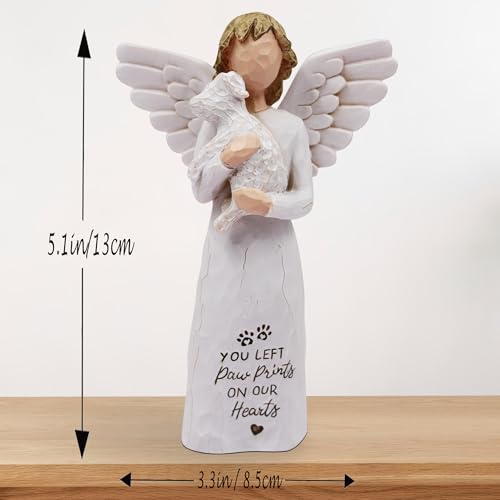 BORLESTA White Dog Memorial Figurine - Hand-Painted Resin Angel with Heartfelt Inscription