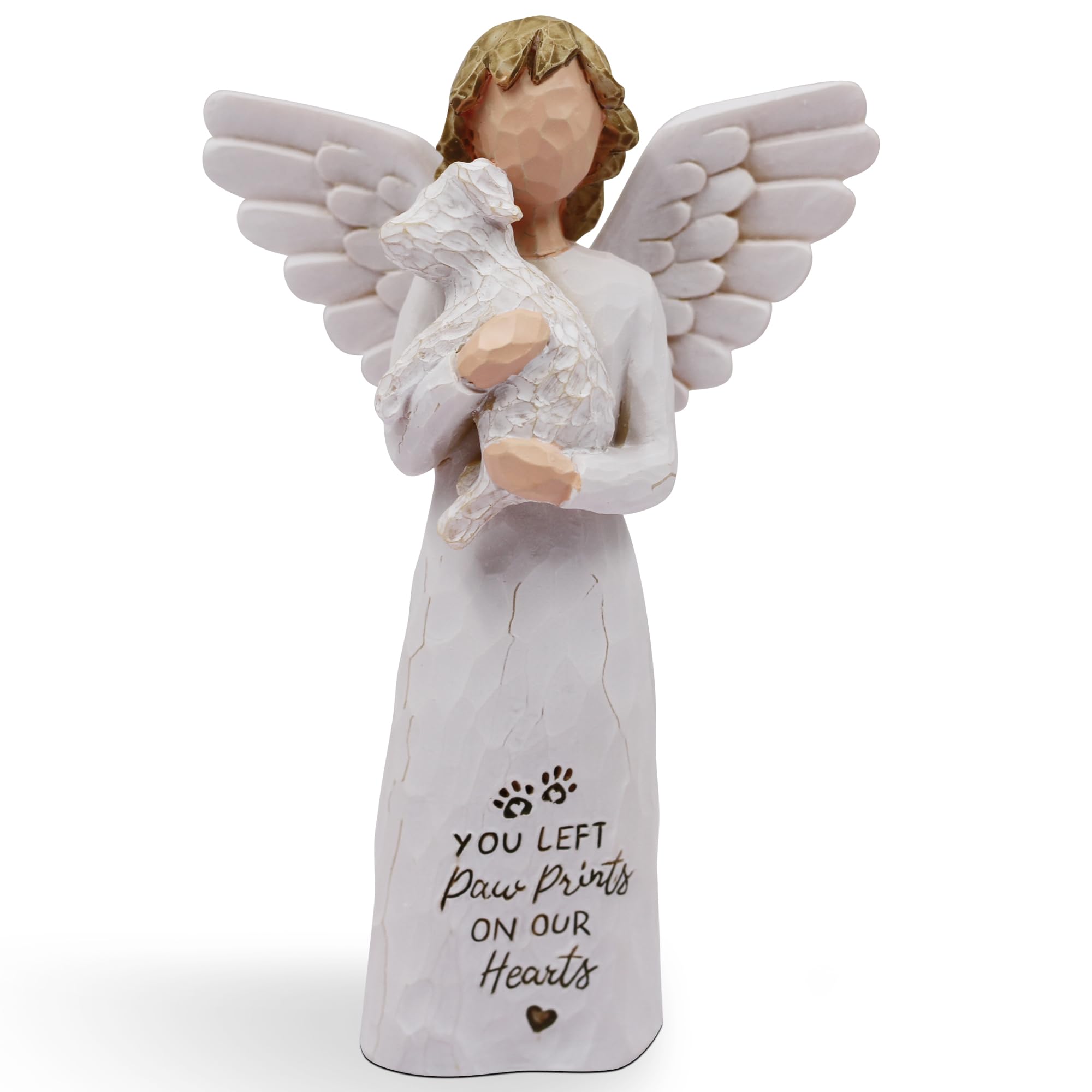 BORLESTA White Dog Memorial Figurine - Hand-Painted Resin Angel with Heartfelt Inscription