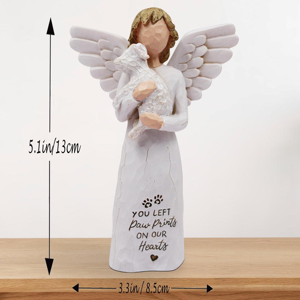 BORLESTA White Dog Memorial Figurine - Hand-Painted Resin Angel with Heartfelt Inscription