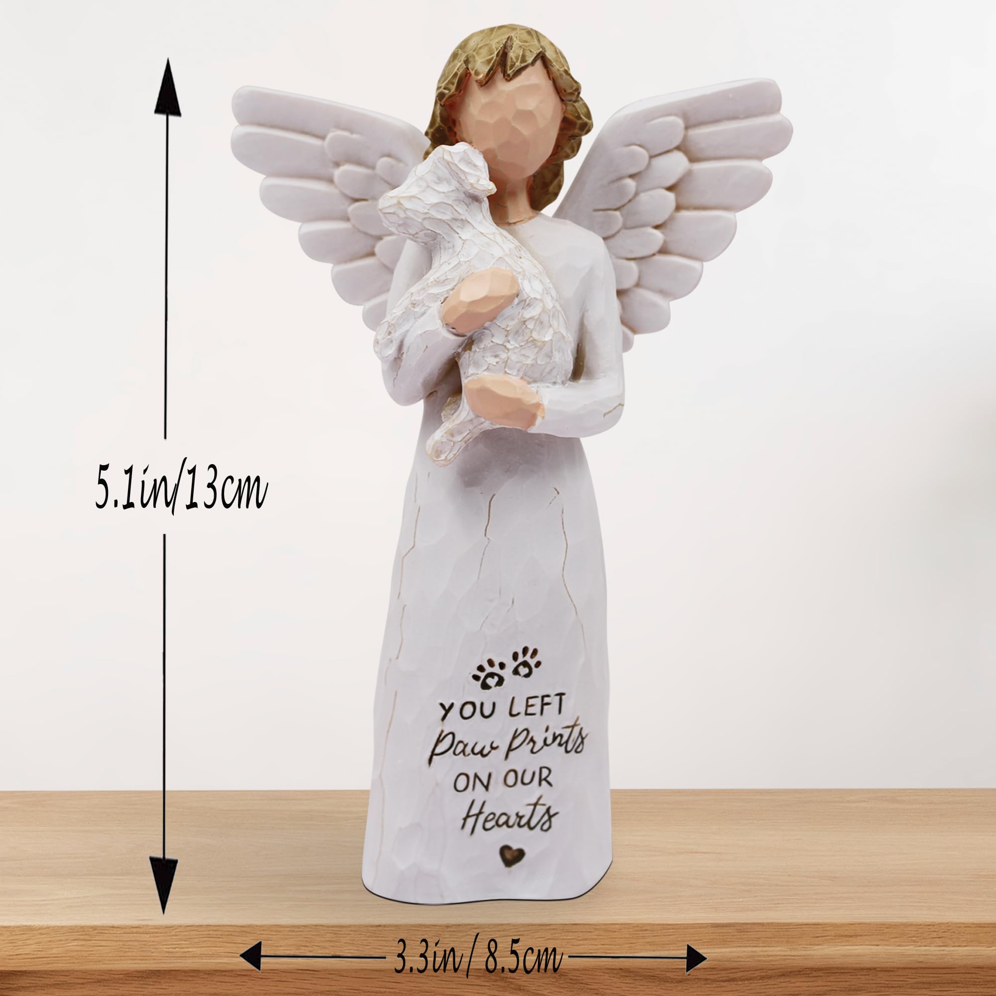 BORLESTA White Dog Memorial Figurine - Hand-Painted Resin Angel with Heartfelt Inscription