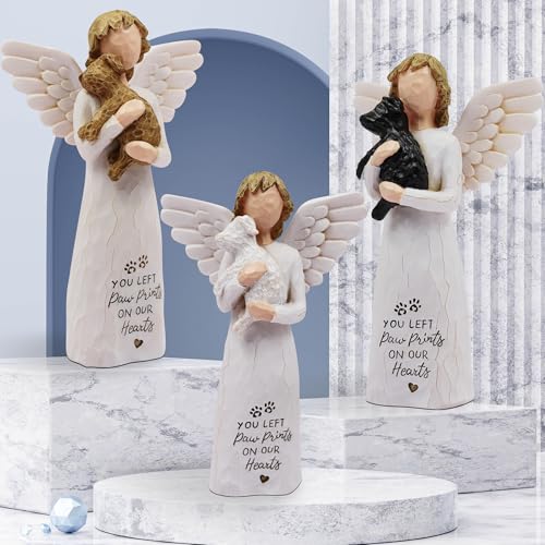 BORLESTA White Dog Memorial Figurine - Hand-Painted Resin Angel with Heartfelt Inscription