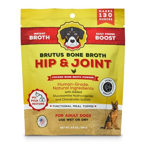 Brutus Broth Chicken Bone Broth Dog Food Topper - Powder, 3.5 oz - Supports Hips & Joints