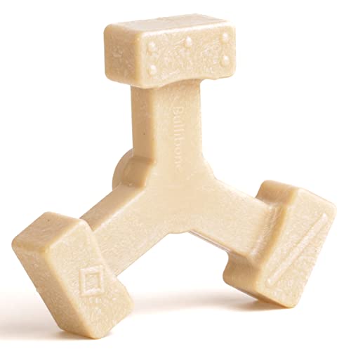 Bullibone Spin-a-Bone Nylon Dog Chew Toy – Rotating Interactive Toy for Small/Medium Dogs, Peanut Butter Flavor