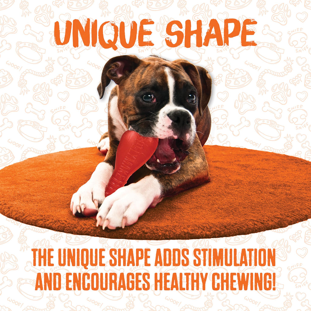 BULLYMAKE Red Tough Chew Steak Toy – Durable Nylon Dog Toy for Aggressive Chewers, Made in USA