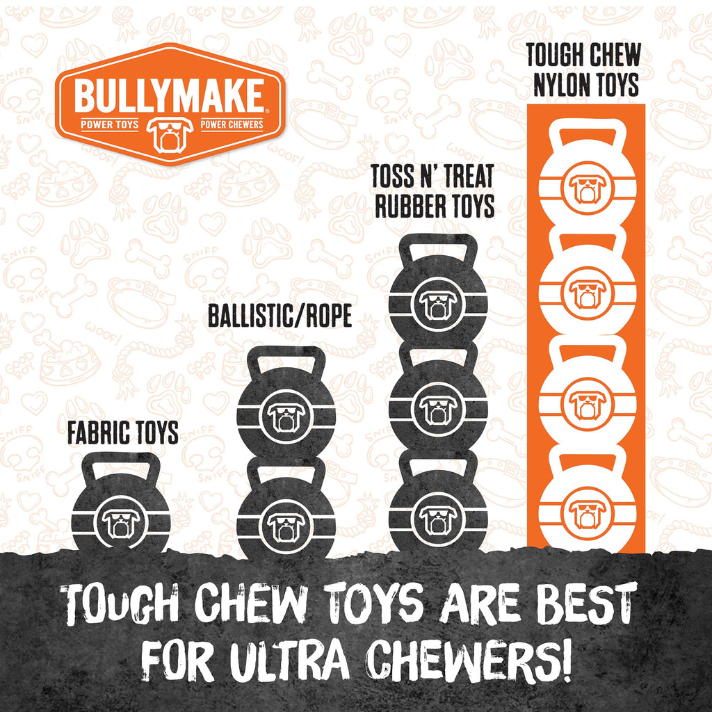 BULLYMAKE Red Tough Chew Steak Toy – Durable Nylon Dog Toy for Aggressive Chewers, Made in USA