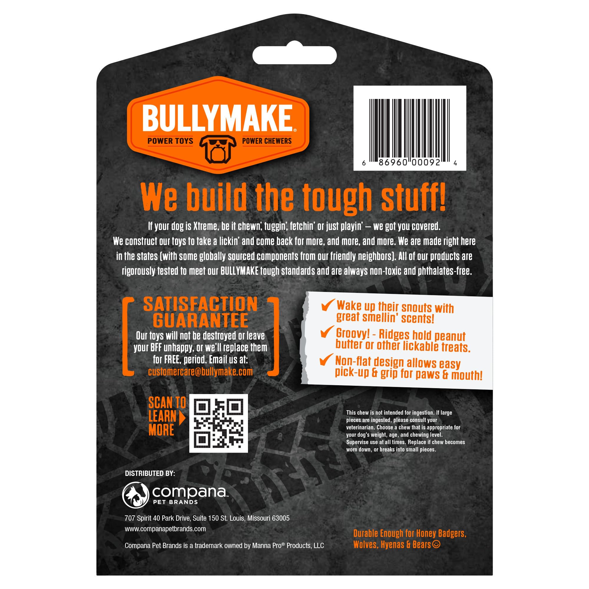 BULLYMAKE Red Tough Chew Steak Toy – Durable Nylon Dog Toy for Aggressive Chewers, Made in USA
