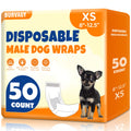 BURVAGY 50 Count Disposable Male Dog Wraps, X-Small: Leak-Proof Belly Bands with Wetness Indicator