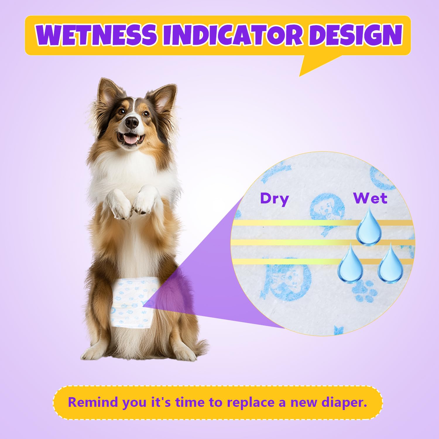 BURVAGY 50 Count Disposable Male Dog Wraps, X-Small: Leak-Proof Belly Bands with Wetness Indicator