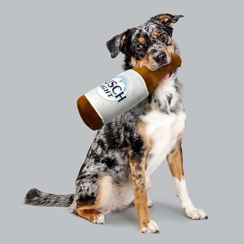 Busch Light Beer Bottle Plush Dog Toy – 17-Inch Squeaky Soft Toy for Large Dogs | Official Merchandise