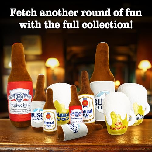 Busch Light Beer Bottle Plush Dog Toy – 17-Inch Squeaky Soft Toy for Large Dogs | Official Merchandise