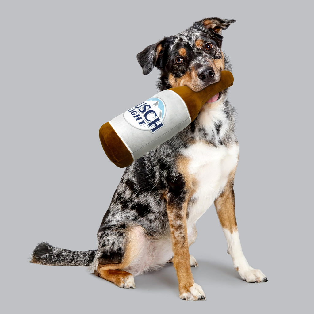 Busch Light Beer Bottle Plush Dog Toy – 17-Inch Squeaky Soft Toy for Large Dogs | Official Merchandise