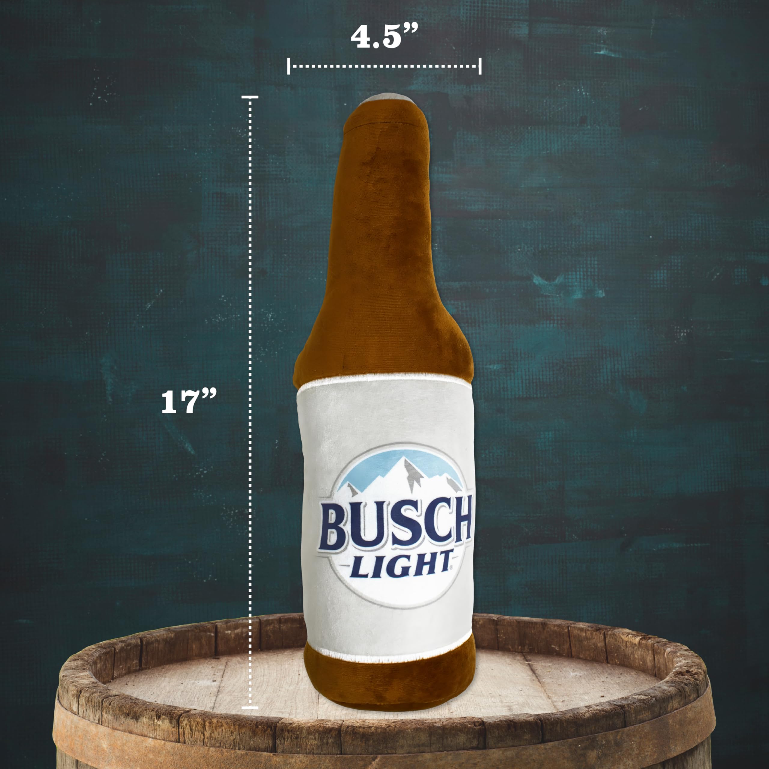 Busch Light Beer Bottle Plush Dog Toy – 17-Inch Squeaky Soft Toy for Large Dogs | Official Merchandise