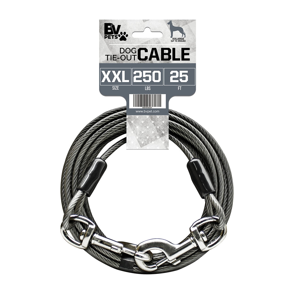 BV Heavy Duty Dog Tie Out Cable 25 ft – Up to 250 lbs, Reflective & Rust-Free for Yard