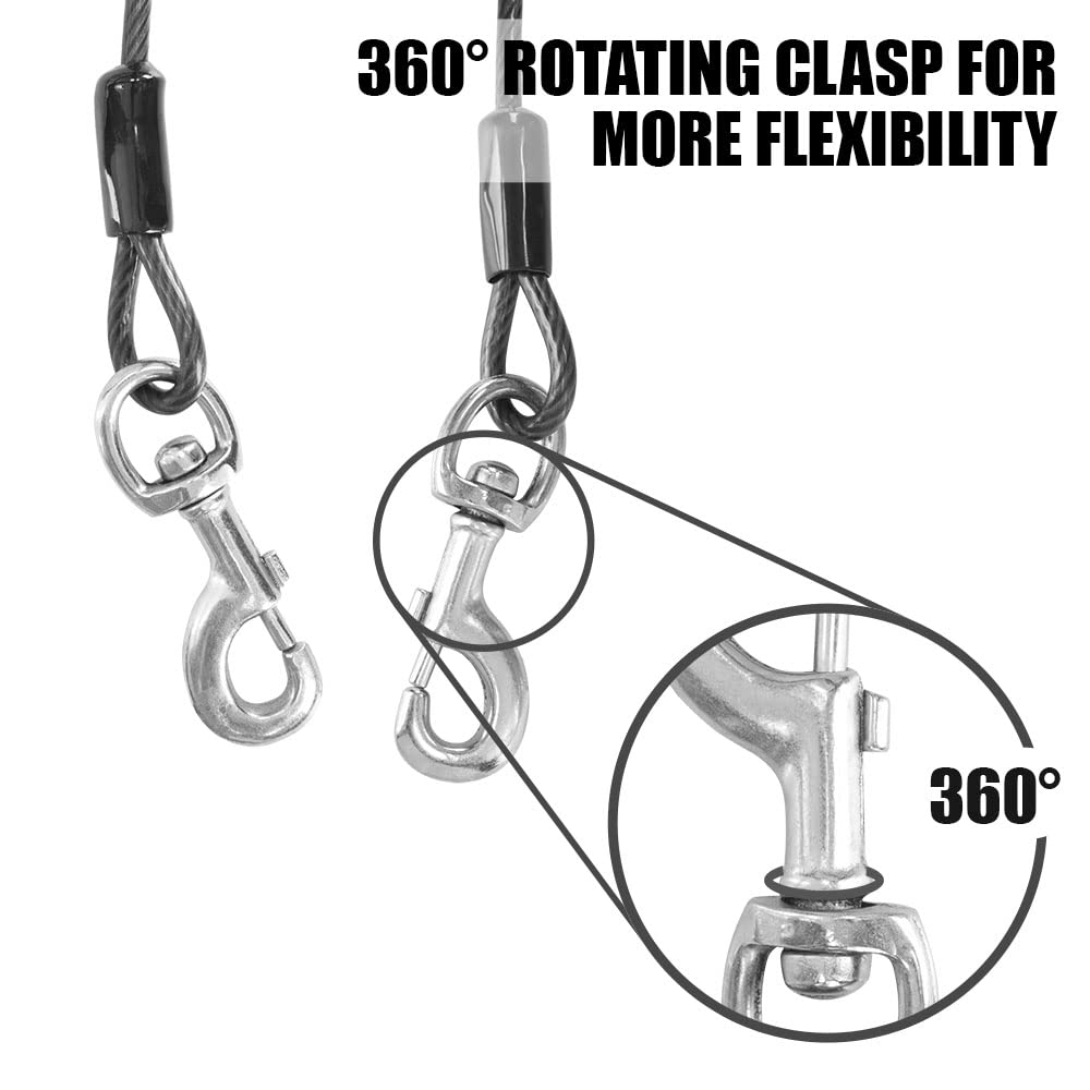 BV Heavy Duty Dog Tie Out Cable 25 ft – Up to 250 lbs, Reflective & Rust-Free for Yard