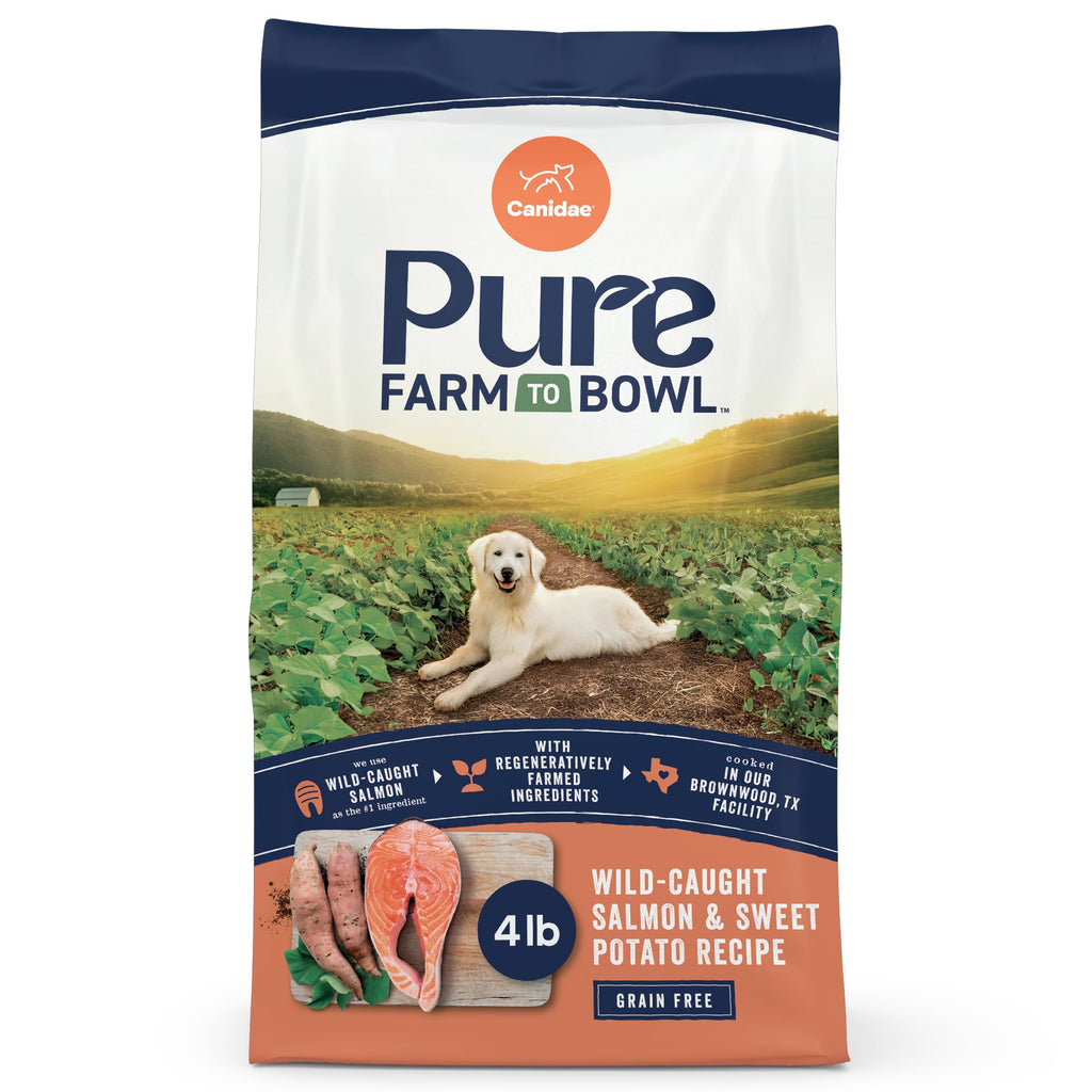 Canidae Pure Farm to Bowl Dry Dog Food – Limited Ingredient, Grain-Free Salmon & Sweet Potato Recipe, 4 lb
