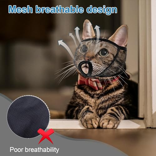 Cat Muzzle for Grooming – Soft Mesh, Anti-Bite, Size L, Black
