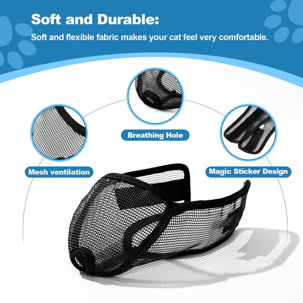 Cat Muzzle for Grooming – Soft Mesh, Anti-Bite, Size L, Black
