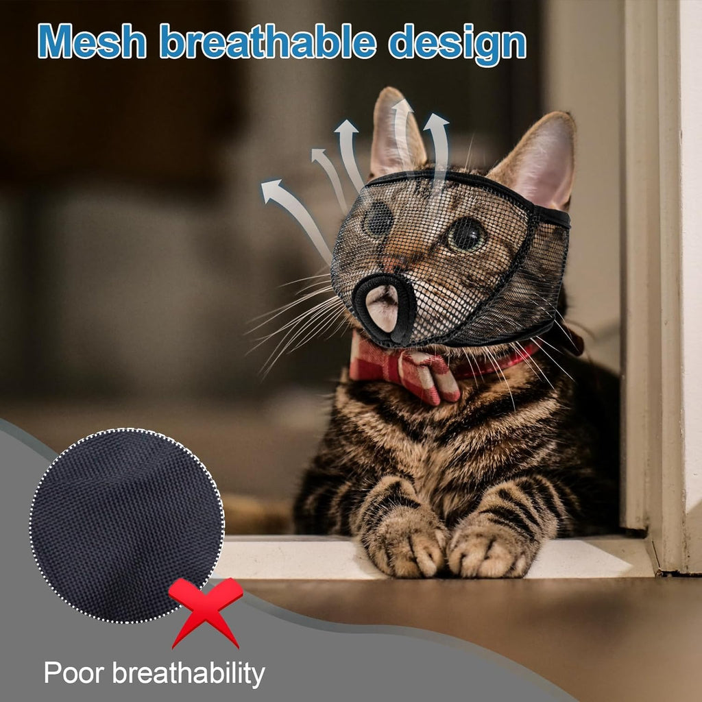 Cat Muzzle for Grooming – Soft Mesh, Anti-Bite, Size L, Black