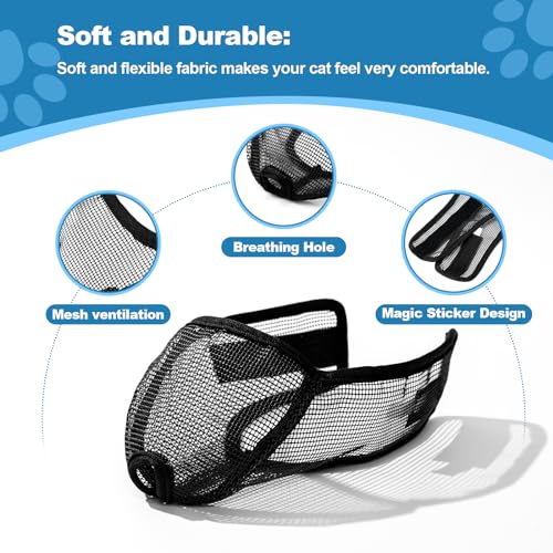 Cat Muzzle for Grooming – Soft Mesh, Anti-Bite, Size L, Black