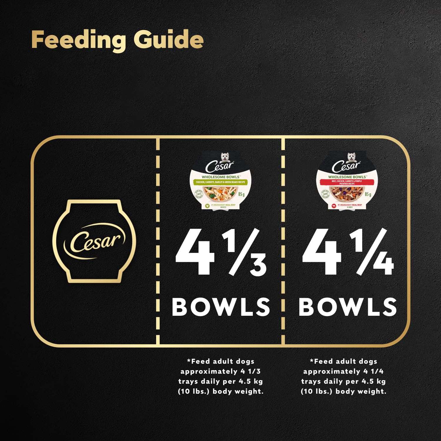 Cesar Wholesome Bowls Variety Pack Adult Wet Dog Food, Chicken & Beef Recipes, 6 Count, 3 oz Each