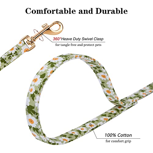 CHEDE No Pull Floral Dog Harness - Lightweight Adjustable Small Dog Harness and Leash Set (Green Daisy, XXS)