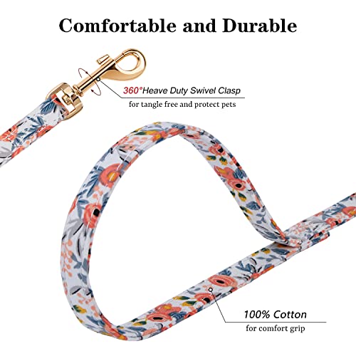 CHEDE No Pull Floral Dog Harness and Leash Set - Lightweight Adjustable Vest for Small Dogs (XS, Orange Rose)