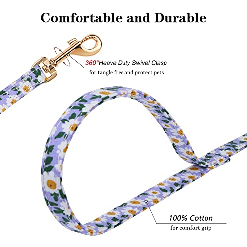 CHEDE No Pull Floral Pattern Dog Harness – Lightweight Cotton Harness and Leash Set for Small and Medium Dogs, Adjustable XXS Size