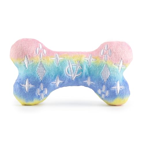 Chewy Vuiton Bone Plush Dog Toy - Pink Ombre Small - Squeaky Designer Parody Toy