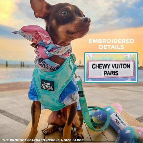 Chewy Vuiton Bone Plush Dog Toy - Pink Ombre Small - Squeaky Designer Parody Toy