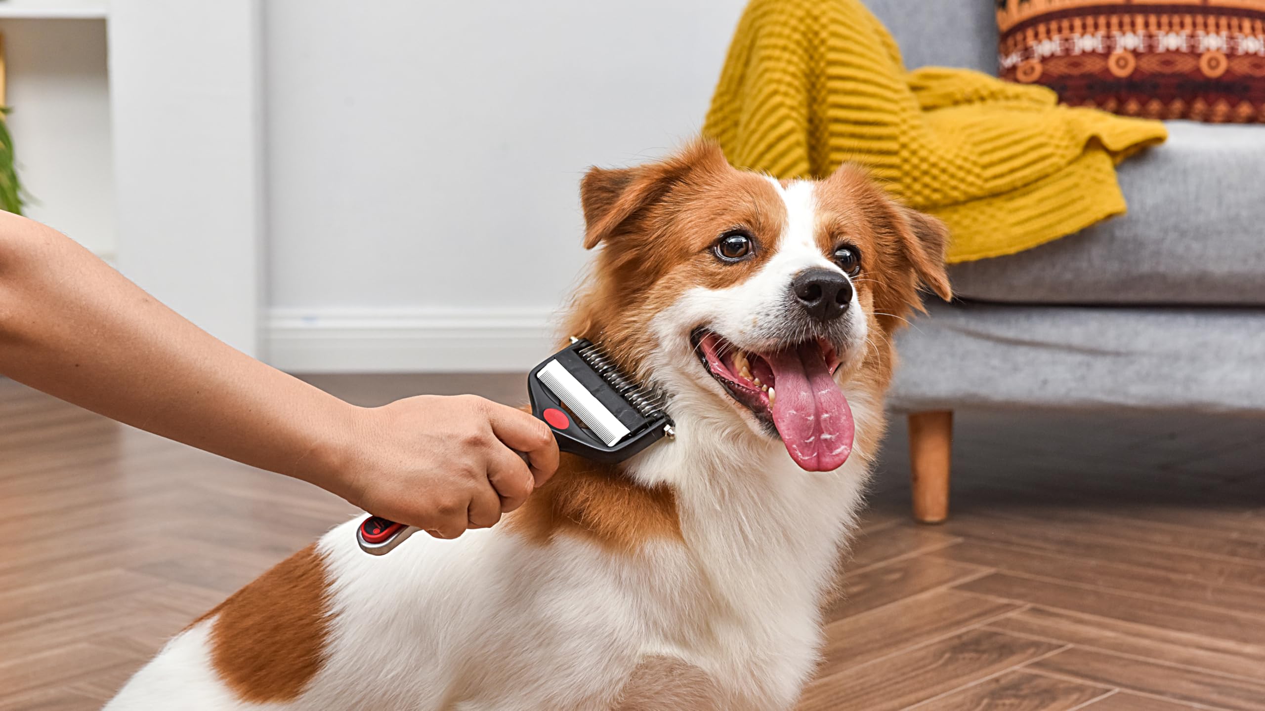CHI for Dogs 2-in-1 Dematting and Deshedding Rake - Dual Head Grooming Tool for Thick Coats