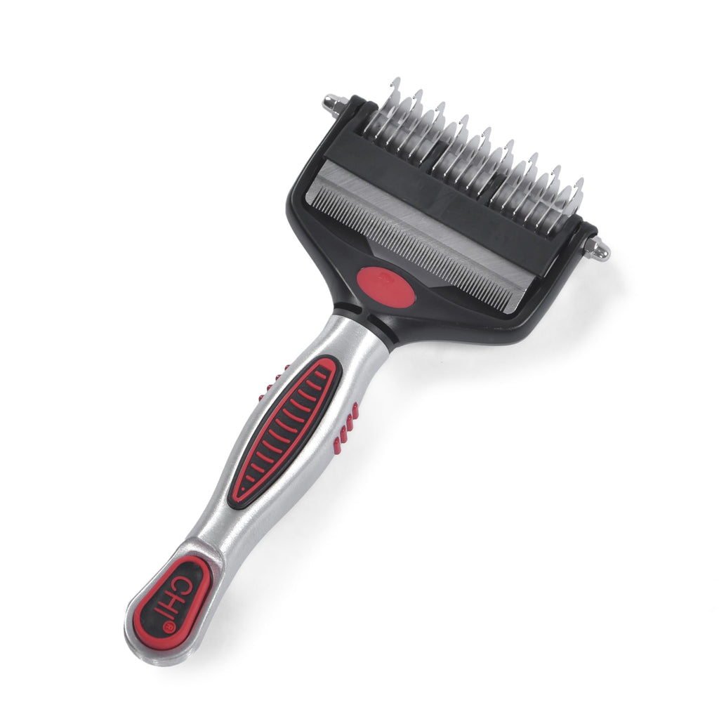 CHI for Dogs 2-in-1 Dematting and Deshedding Rake - Dual Head Grooming Tool for Thick Coats