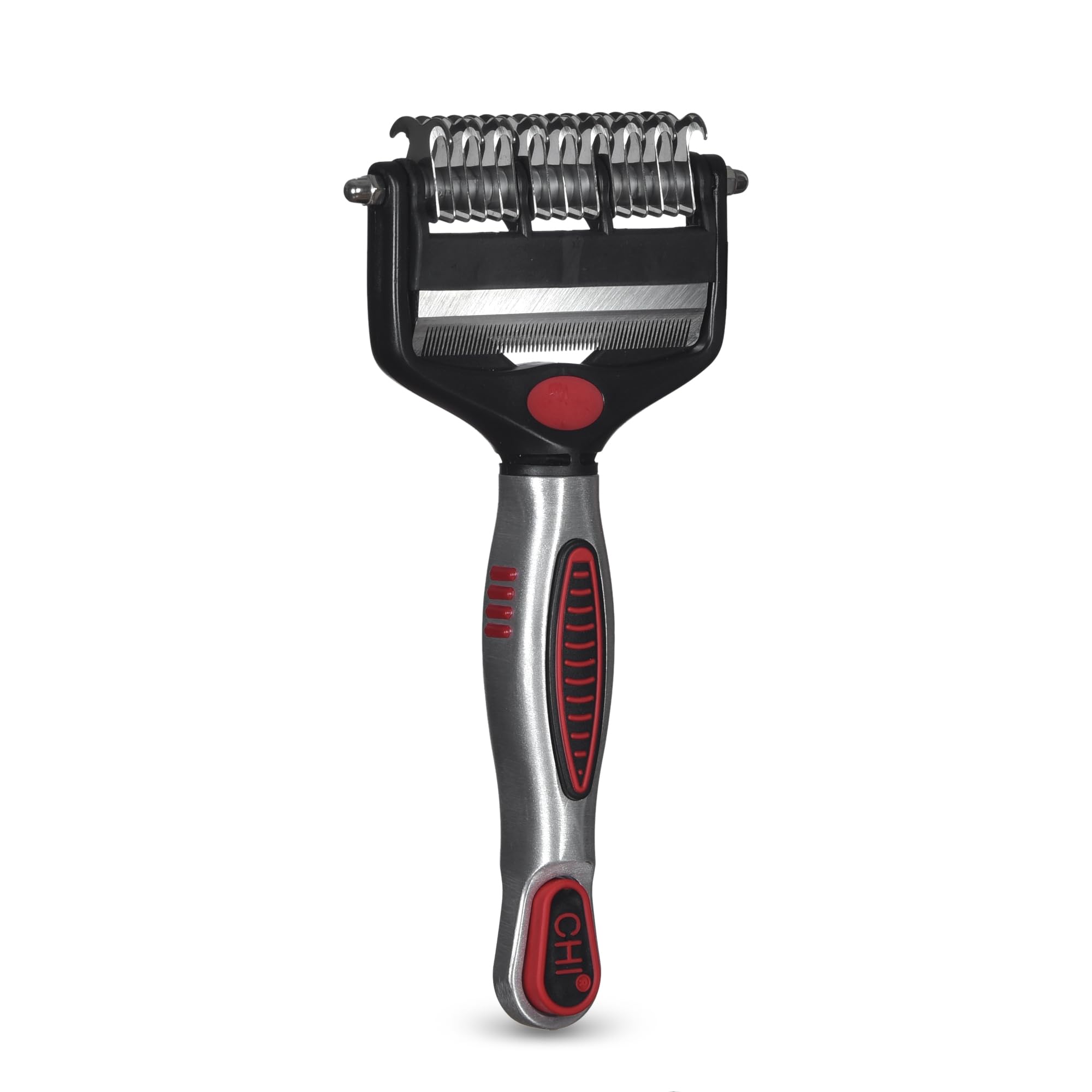CHI for Dogs 2-in-1 Dematting and Deshedding Rake - Dual Head Grooming Tool for Thick Coats