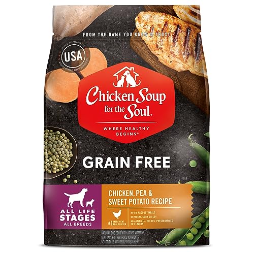 Chicken Soup for the Soul Grain-Free Dry Dog Food, Chicken, Pea & Sweet Potato, 4lb - Real Chicken First, Added Taurine