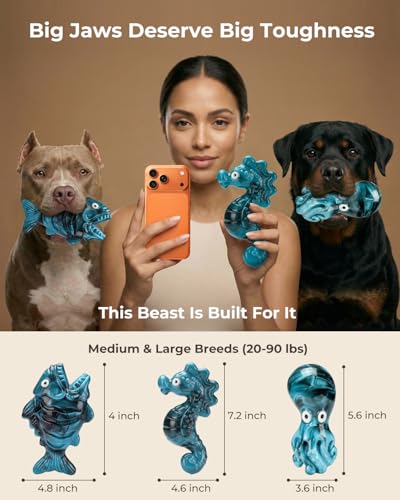ChienBox 3-Pack Tough Dog Toys for Aggressive Chewers - Bacon-Flavored Nylon Chew Bones for Medium Large Breeds 20-90 lbs