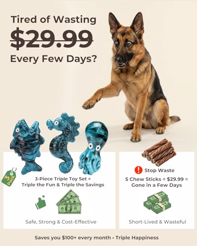 ChienBox 3-Pack Tough Dog Toys for Aggressive Chewers - Bacon-Flavored Nylon Chew Bones for Medium Large Breeds 20-90 lbs