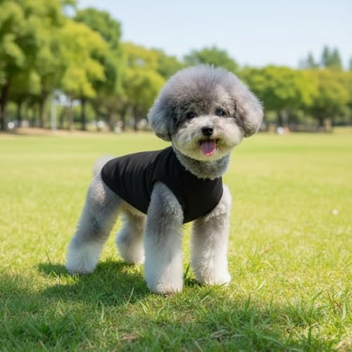 Chol&Vivi 4-Pack Dog Tank Tops, Sleeveless Cotton Shirts for Large Dogs, XX-Large (25" Chest), Black/Grey/White/Dark Green