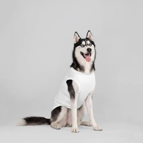 Chol&Vivi 4-Pack Dog Tank Tops, Sleeveless Cotton Shirts for Large Dogs, XX-Large (25" Chest), Black/Grey/White/Dark Green