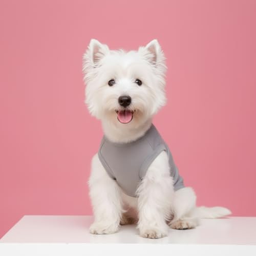Chol&Vivi 4-Pack Dog Tank Tops, Sleeveless Cotton Shirts for Large Dogs, XX-Large (25" Chest), Black/Grey/White/Dark Green