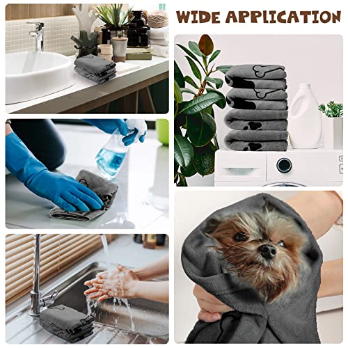 Chumia 4 Pack Microfiber Dog Towels - Absorbent Quick-Drying Pet Towels with Bone Print (24x40 Inch, Blue & Pink)