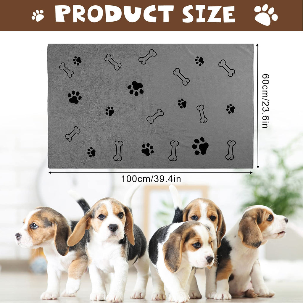 Chumia 4 Pack Microfiber Dog Towels - Absorbent Quick-Drying Pet Towels with Bone Print (24x40 Inch, Blue & Pink)