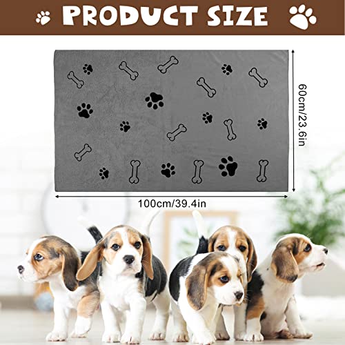 Chumia 4 Pack Microfiber Dog Towels - Absorbent Quick-Drying Pet Towels with Bone Print (24x40 Inch, Blue & Pink)