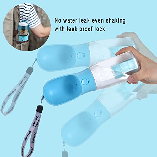 Cibaabo Dog Water Bottle 12oz with Food Container and Poop Bag Holder – Portable Travel Pet Dispenser for Hiking and Walking