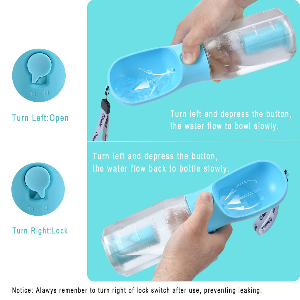 Cibaabo Dog Water Bottle 12oz with Food Container and Poop Bag Holder – Portable Travel Pet Dispenser for Hiking and Walking