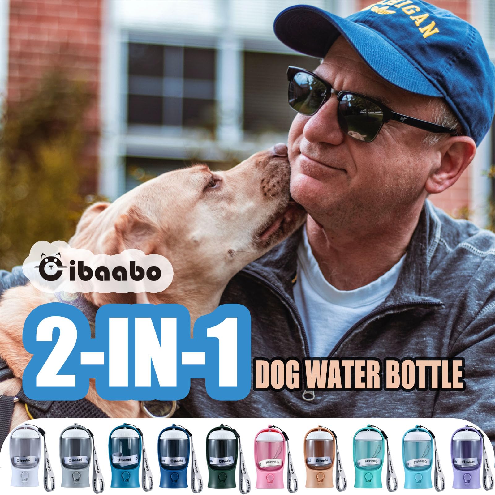 Cibaabo Dog Water Bottle with Food Container – Portable Pet Water Dispenser for Walking and Hiking (Dark Green, 10oz/19oz Options)