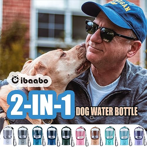 Cibaabo Dog Water Bottle with Food Container – Portable Pet Water Dispenser for Walking and Hiking (Dark Green, 10oz/19oz Options)