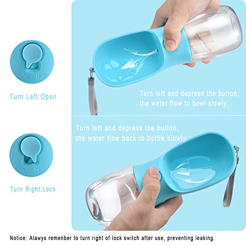 Cibaabo Portable Dog Water Bottle with Attached Food Container - Leak-Proof Design, Carbon Filter, BPA-Free, for Hiking and Travel
