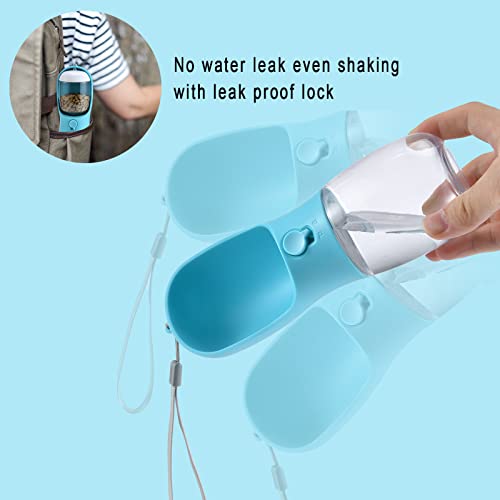 Cibaabo Portable Dog Water Bottle with Attached Food Container - Leak-Proof Design, Carbon Filter, BPA-Free, for Hiking and Travel