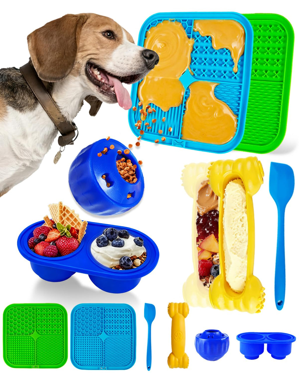 Cimolea 6-Piece Dog Enrichment Toy Set: Lick Mats, Frozen Treat Puzzle, Slow Feeder Bowl, and More