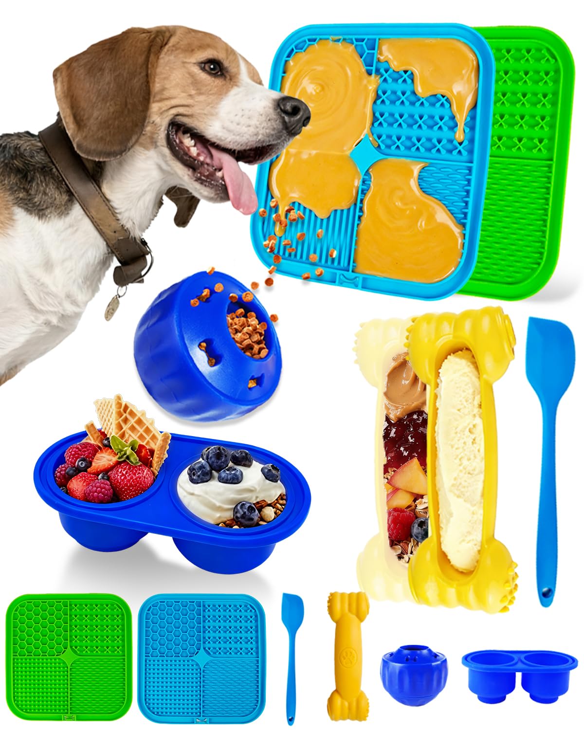 Cimolea 6-Piece Dog Enrichment Toy Set: Lick Mats, Frozen Treat Puzzle, Slow Feeder Bowl, and More